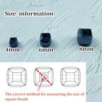 Crystal Glass Beads 100 Pieces 6mm Cube Crystal Glass Beads Faceted Square Shape Spacer Beads for Jewelry Making Bracelet Earring Necklace DIY Craft Making Supplies(Black) - color: Black, size: 6mm