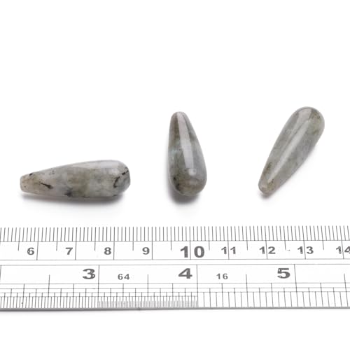 BEADIA Natural Spectrolite Teardrop Stone Beads 10x30mm 12pcs Dangle Earring Charm for DIY Jewelry Making - color: Spectrolite