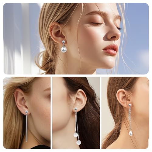 Silver Ball Earring Posts Hypoallergenic Earring Studs Ball Ear Pin with 925 Sterling Silver Post for DIY Jewelry Making Findings - color: A Style-Silver Dull Polish Ball
