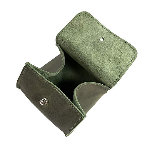Hide & Drink, Jewelry Pouch, Mini Travel Size Box, Rings & Precious Articles Storage Organizer, Groom & Bridesmaid Wedding Gifts, Full Grain Leather, Handmade, Dark Jade - color: Dark Jade
