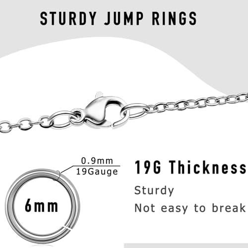 2000 PCs No Tarnish Stainless Steel Jump Rings for Jewelry Making, 6mm, 20 Gauge Thickness, Silver (6mm) - color: 6mm