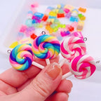 Bulk Assorted Candy Pendant,Grandient 3D Gummy bear Charms for Jewelry Necklace Earrings Bracelet Art Craft Project Making (70pcs with hole)