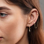 4Pcs Gold Earrings Connector Chains Set for Women, Convertible Dangle Chain for Double Piercings 50mm - color: gold and silver