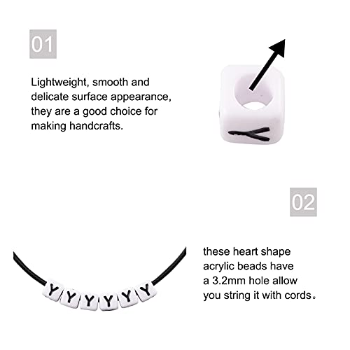FASHEWELRY 300Pcs Cube White Acrylic Letter Beads 6x6mm Letter Y Alphabet Beads for DIY Bracelet Necklace Jewelry Making - color: Letter Y, size: 6x6x6mm
