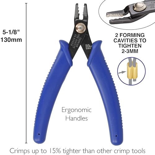The Beadsmith Double Notch Crimper - 5” long (127mm) - Use with 2-3mm crimps & .013-.024" diameter beading wire - Comfortable Handles - Create perfect crimps every time - Tool for Jewelry Making - style: Double Notch Plier