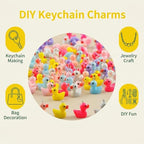 Keychain Charms Bulk 30pcs mixed Cute 3D Charms for Keychain Making for Bracelet Earring Jewelry Making DIY Crafts Includes Animal Food Fruit Flower Designs - color: Duck Mix