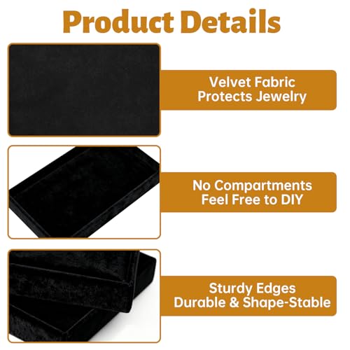 12 Pcs Velvet Jewelry Tray, Blank Stackable Drawers Organizer, Jewelry Display Tray for Beads Bracelets Necklaces Earrings Storage (Black) - color: Black