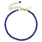 Faceted Bracelet for Women, Certified 925 Sterling Silver with 18K Gold Vermeil Healing Crystal Bracelets for Women - Crystals and Healing Stone Bracelet Women Jewelry for Gift - color: Lapis Lazuli