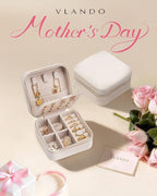 VLANDO Mothers Day Mom Gifts - Travel Jewelry Case, Small Travel Jewelry Organizer Box for Girls Women - White - color: White