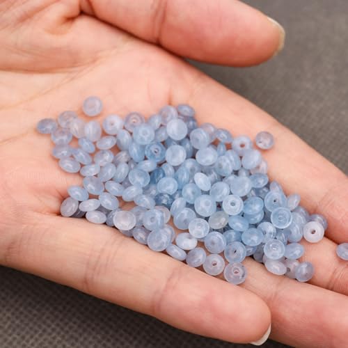 BONNY BOXX 1 Strand (150PCs) Natural 2 * 4mm Aquamarine Rondelle Beads, Natural Abacus Disk Stone Beads Loose Spacer Gemstone for DIY Bracelet Necklace Jewelry Making - color: Aquamarine, size: 2*4MM