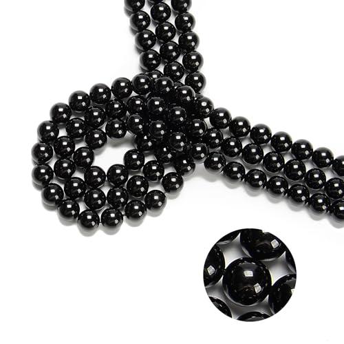 74Pcs(2 Strand/Set) 10mm Black Tourmaline Smooth Round Beads Natural Stone Beads AAA Grade Premium Round Gemstone Genuine Real Stone Loose for DIY Bracelet Jewelry String Making - color: Black Tourmaline, size: 10mm