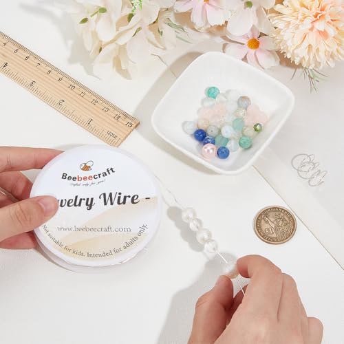 Beebeecraft 1 Roll 98 Feet/30m Copper Wire 20 Gauge 0.8mm Sterling Silver Plated Brass Jewelry Wire Round Beading for Jewelry Making Supplies DIY Craft - color: Silver