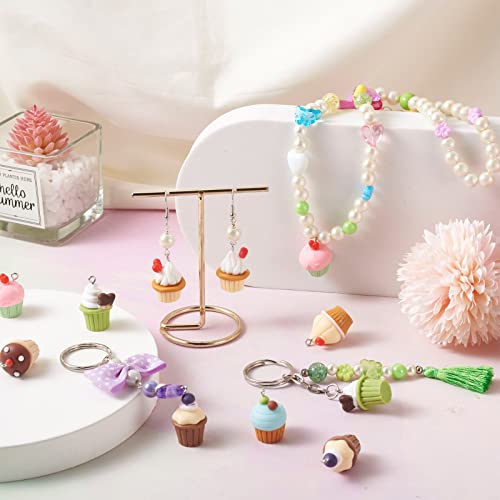 Craftdady Resin Plastic Miniature Food Snack Pendants Charms Ice Drink Juice Pendants Cute Bottle Fruit Keychain Charms Hang Ornament for DIY Craft Earring Bracelet Necklace Jewelry Making - color: Mixed Color Cupcake