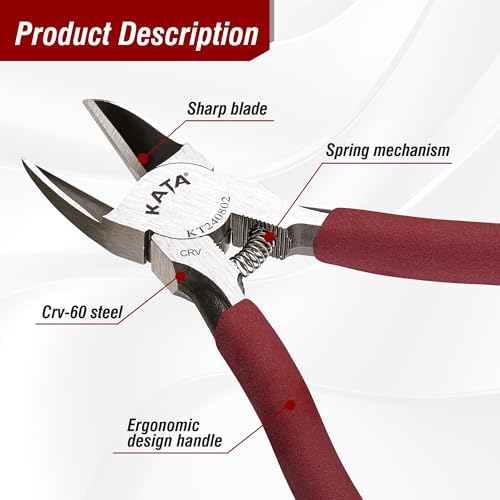 KATA 6-Inch Flush Cut Wire Cutters, Heavy Duty Side Cutter Pliers with Safety Cap, Sharp Snips for Crafting, Zip Ties, Floral Wire, Electrical, Jewelry, Chicken Wire, Artificial Flowers, 2 Pack - color: 2 Pack 6 Inch Red