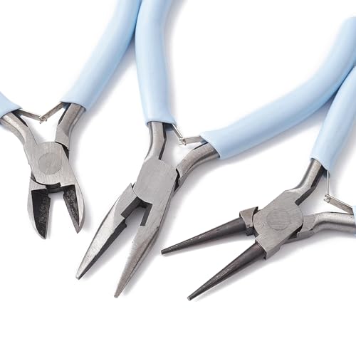 Pliers for Jewelry Making, Jewelry Pliers Set Includes Needle Nose Pliers, Round Nose Plier and Wire Cutters, Jewelry Making Tools for Jewelry Repair, Wire Wrapping, Beading and Crafts - color: Light Sky Blue