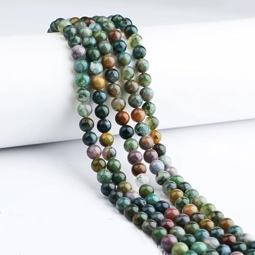 120Pcs Natural Indian Agate Beads, 6mm Round Gemstone Loose Beads 2 Strands (15") for Jewelry Making, DIY Necklace & Bracelet Supplies - color: 120 PC 6MM