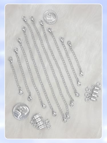 Evnlo Necklace Extender and Magnetic Necklace Clasp,Silver Chain Extenders for Necklaces Bracelet Jewelry - color: 20Pcs Silver