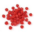 Beadthoven 50pcs Resin Red Rose Flower Beads Halloween Tiny Floral Flat Base Rose Beads Cute Small Plastic Love Flower Spacers for DIY Bracelet Ring Necklace Jewelry Making 9x7mm Hole: 1mm - color: 0Red#9x7mm-50pcs