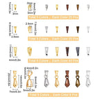 SUNNYCLUE 1 Box 500Pcs Brass Snap on Bails Set 30Pcs 2 Style Brass Pinch Bails 475Pcs 3 Style Snap on Bails Charm Bead Pendant Jewelry Connectors Bails for Earring Jewelry Making Supplies Craft - color: 5 Colors Antique Gold Silver Bronze Pinch Bails