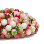70PCS Natural 8MM Healing Gemstone, Watermelon Tourmaline Energy Stone Round Loose Beads, Semi-Precious Crystal Beads with Free Elastic String for Jewelry Making DIY - color: Watermelon Tourmaline, size: 8MM