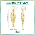 BENECREAT 8Pcs Brass Fish Charms, Gold & Platinum Sea Animal Fish Shaped Pendants for DIY Bracelet Necklace Earrings Jewelry Making - color: Gold