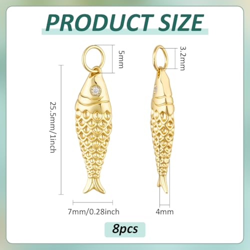 BENECREAT 8Pcs Brass Fish Charms, Gold & Platinum Sea Animal Fish Shaped Pendants for DIY Bracelet Necklace Earrings Jewelry Making - color: Gold