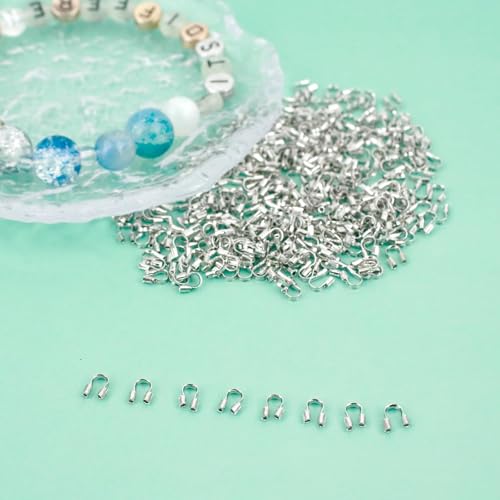 300Pcs Wire Guardian Protectors 0.7mm Hole U Shape Wire Guard Loops Thread Protector for Jewelry Making Findings Earring Necklaces Bracelet DIY Supplies (Silver) - color: silver