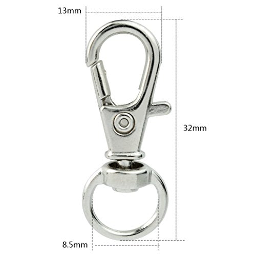 50 pcs Swivel Clasps Lanyard Snap Hook,cnomg Metal Swivel Lanyard Snap Hook Lobster Claw Clasp(Sliver) - color: Sliver, size: 1.2 inches