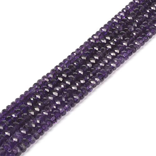 6mm AA Grade Natural Amethyst Faceted Rondelle Loose Beads 16 Inch - color: AA Amethyst