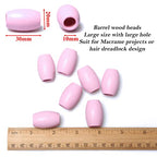 woodeni Large Oval Pink Wooden Beads - 40 Pieces, 30mm x 20mm, Hole 9mm - Ideal for Macrame, Necklaces, Bracelets & Garlands - color: 30x20mm, Pink#40pcs