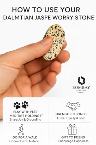 Dalmention Jespar Worrystone, Natural Thumb Stone for Anxiety Relief and Stress,Pocket Stone Crystals for Grounding,Meditation and Reiki Healing Polished Palmstone with Valvet Pouch - color: Dalmention