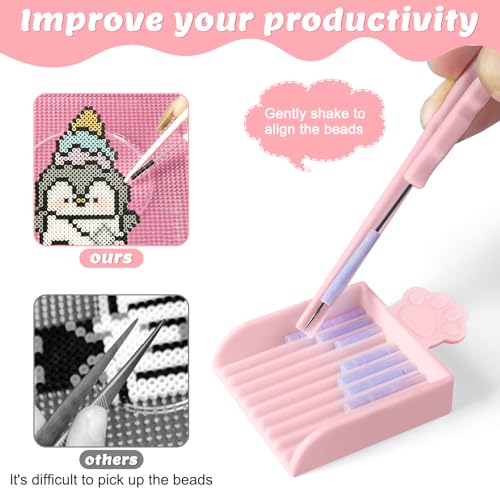 Fuse Bead Tools Kit 4 PCS - 2.6mm Bead Aligner Tray & Single Needle Tweezer Set, Perler Beads Accessories for Sorting, Picking & DIY Craft, Bead Organizer Tools for Beginners