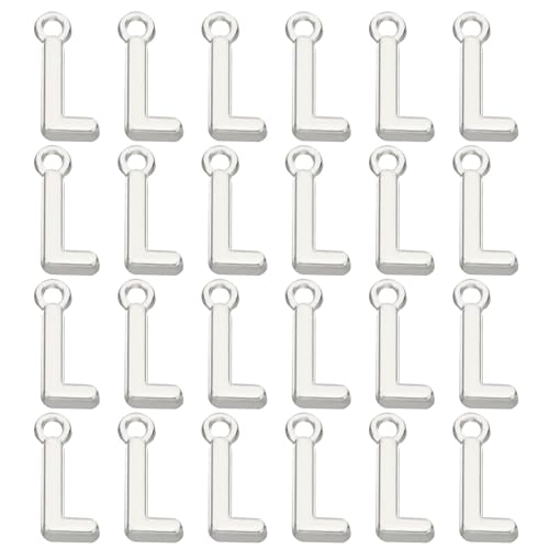 PATIKIL Letter Charm, 50pcs Alphabet Initial Pendant Charm Bulk DIY for Jewelry Making Bracelets Earrings Necklace - style: L