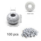 Large Hole Beads for Jewelry Making-100pcs 14mm European Rondelle Spacer Beads,Big Hole Craft for Bracelets(White) - color: White