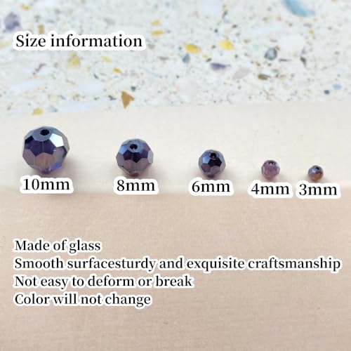 Crystal Glass Beads 100 Pieces 8mm Round Faceted Glass Spacer Beads for Jewelry Making Bracelet Earring Necklace DIY Craft Supplies(Violet AB) - color: Violet AB, size: 8mm