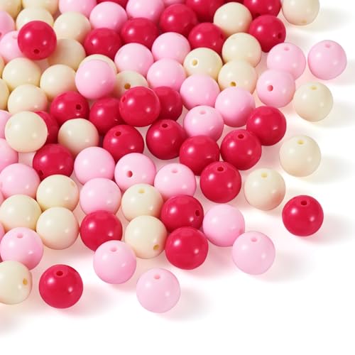 100 Pcs 11.5-12mm Bubblegum Beads Opaque Acrylic Chunky Loose Spacer Round Focal Beads for Jewelry Making Bracelet Necklace Keychain Craft Art Making,Hole:1.8mm,Deep Pink - color: Deep Pink