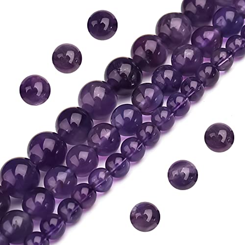 Natural Amethyst Crystal Beads 8mm Purple Polished Round Smooth Healing Gemstone Beads for Jewelry Making 15 Inch - color: Amethyst, size: 8mm