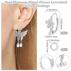 Beebeecraft 1 Box 20Pcs Flower Leverback Earring Findings Platinum Plated Brass French Earring Hooks with 20Pcs Jump Rings for DIY Jewellery Making - color: 20pcs Platinum Plated # 4