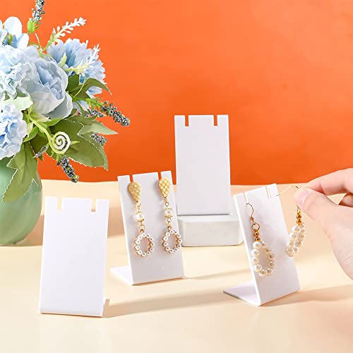 PH PandaHall 10pcs Acrylic Earring Stand, White Jewelry Display Earring Holder L-shape Earrings Organizer for Dangling Earrings Necklace Jewelry Shows Retail Props, 1.7x1.4x3inch - color: White