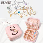 Inngeroo Mothers Day Mom Gifts for Wife Daughter Grandma, Travel Jewelry Case Box Organizer, Personalized Gifts for Women Teen Girls Mom Aunt Sister, Bridesmaid Gifts Traveling Essentials, Initial S - style: S