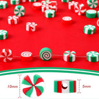 300pcs Christmas Candy Polymer Clay Beads Heishi Spacer Beads for Jewelry Making DIY Bracelet Necklace Accessories DIY Party Supplies (Red White Green) - color: Rainbow Color