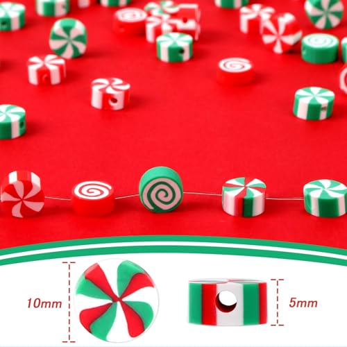 300pcs Christmas Candy Polymer Clay Beads Heishi Spacer Beads for Jewelry Making DIY Bracelet Necklace Accessories DIY Party Supplies (Red White Green) - color: Rainbow Color