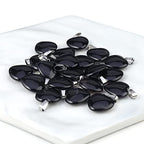 LE SKY 20 Pcs natural stone pendants heart shape healing stone charms for jewelry making - color: black agate