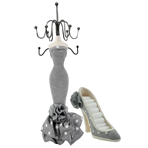 2 PCS Set Jewlery Display Shoe Ring Holder - Mannequin Necklace Display Bracelet Orgaziner (Gary) - color: Gary