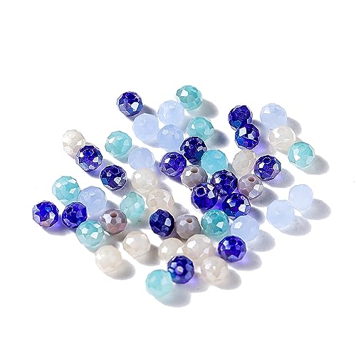St.Kunkka Crystal Glass Beads for Jewelry Making, 1000pcs 4mm Mixed Color Faceted Rondelle Crystal Beads Austria Round Shape Loose Spacer Beads for DIY Women Bracelet Necklace (Blue Series) - color: Blue Series