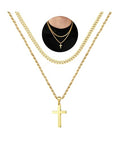 Yooblue Cross Necklace for Men, Gold Black Silver Mens Cross Necklaces Stainless Steel Cross Pendant Necklace Simple Jewelry Gifts Cross Chain Necklaces for Men - color: 14K-Gold-Plated, style: 22in/24in