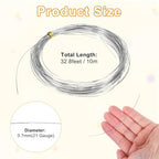 M METERXITY 21 Gauge Stainless Steel Craft Wire, 0.7mm 32.8 ft Bendable Floral Snare Wire for Jewelry Making/Sculpting/Armature Crafting/Floral Bonsai/DIY Crafts - size: 21 Gauge x 32.8 ft