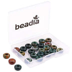 BEADIA Natural Indian Agate Rondelle Stone with Large Hole (4mm) Loose Semi Gemstone Beads for Jewelry Making 10mmx4mm 24pcs - color: Indian Agate, size: 10mm x 4mm