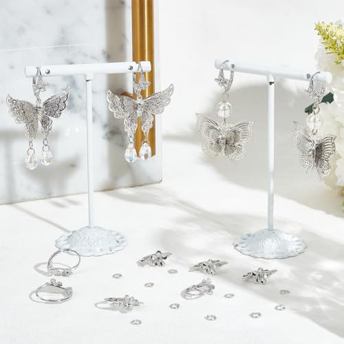 Beebeecraft 1 Box 20Pcs Flower Leverback Earring Findings Platinum Plated Brass French Earring Hooks with 20Pcs Jump Rings for DIY Jewellery Making - color: 20pcs Platinum Plated # 4