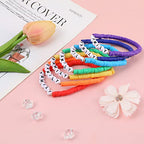 Rainbow Heishi Surfer Bracelets Set for Women Stackable Clay Beaded Bracelets Disc Stretch Preppy Bracelets Layering Colorful Friendship Bracelets Team Cheer Bulk Boho Summer Beach Jewelry Gift - style: FAMILY